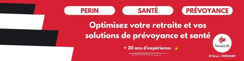 Bannière de la société SwissLife, proposant de l'optimisation de retraite et de solutions de prévoyance et santé