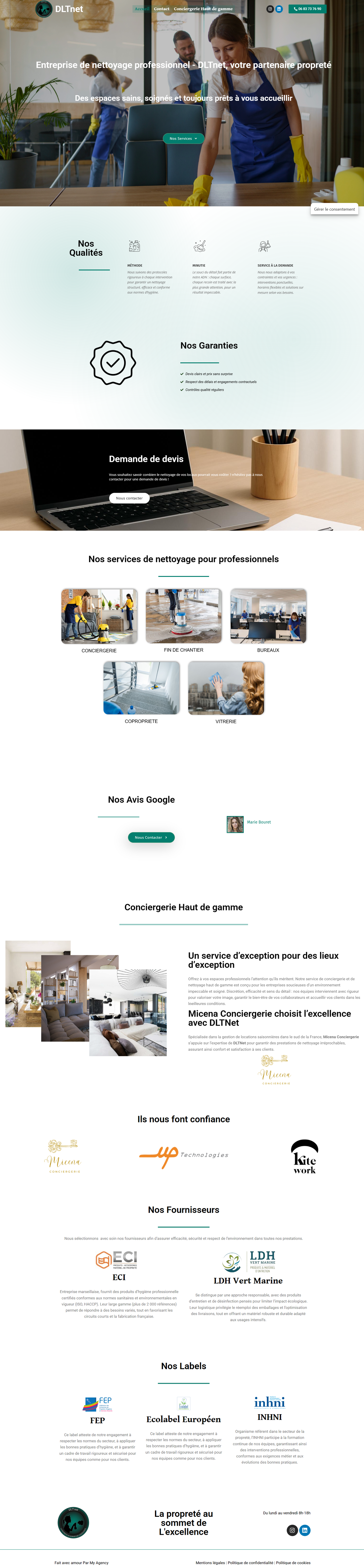 Capture d'écran de la page d'accueil du site de DLTnet