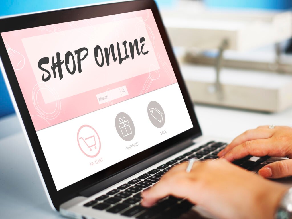Boutique en ligne sur écran