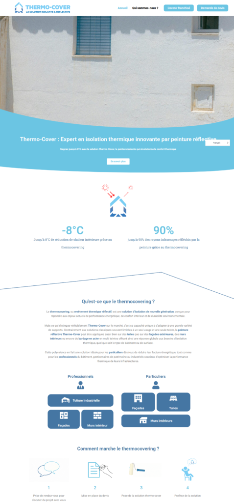 Capture d'écran de la page d'accueil du site de Thermo-Cover