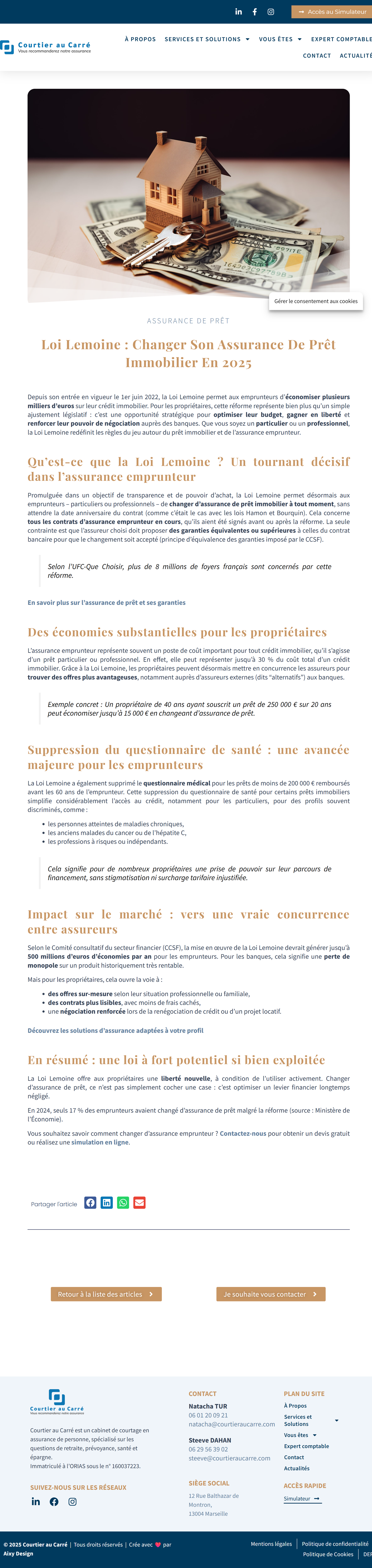 Capture d'écran d'un article de blog sur le site de Courtier au carré