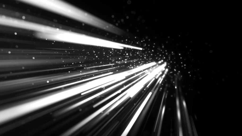 Lignes lumineuses sur fond sombre se dirigeant vers un point au loin